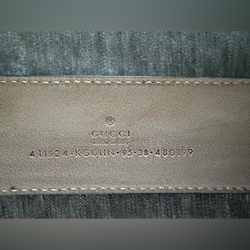 Gucci Beige GG Canvas Belt with Silver Interlocking G Buckle - Picture 6 of 6